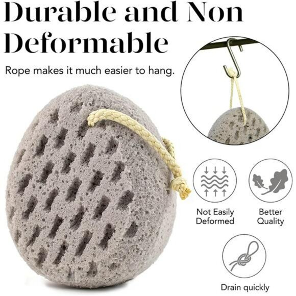 Pink Grey Bath Loofah Sponge Body Scrubber Shower Pouf Exfoliating Cleanser - Picture 4 of 7